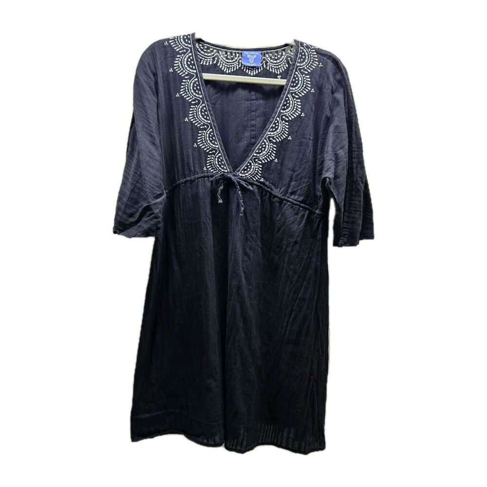 Pine Cone Hill Womens Black Sheer Tunic Swim Cover Up Size Small